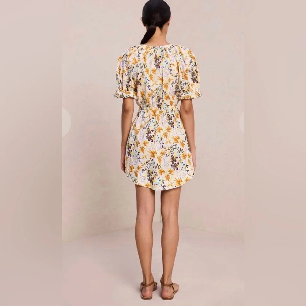 NWOT A.L.C. Mia Cotton Yellow and White Floral Dress Size 2 - Picture 3 of 11